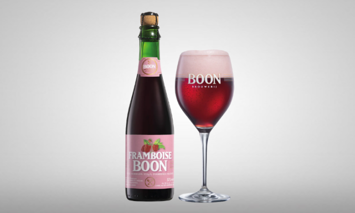 Framboise boon fles en glas